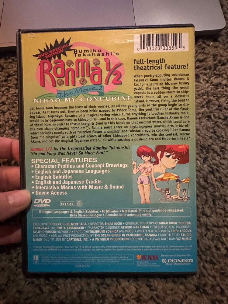 RANMA 1/2 one half THE MOVIE 2 NIHAO MY CONCUBINE   DVD  includes insert